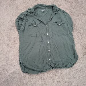 Aerie Green Button-Up Blouse
